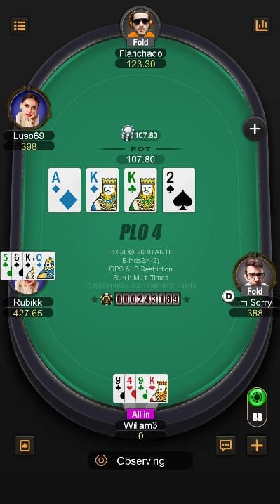 Suprema Poker PLO table screenshot