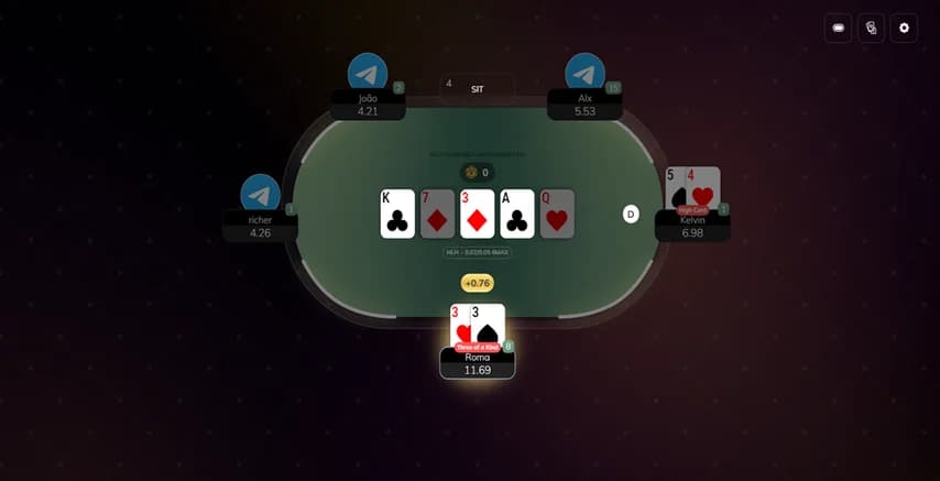TON Poker game selection screen