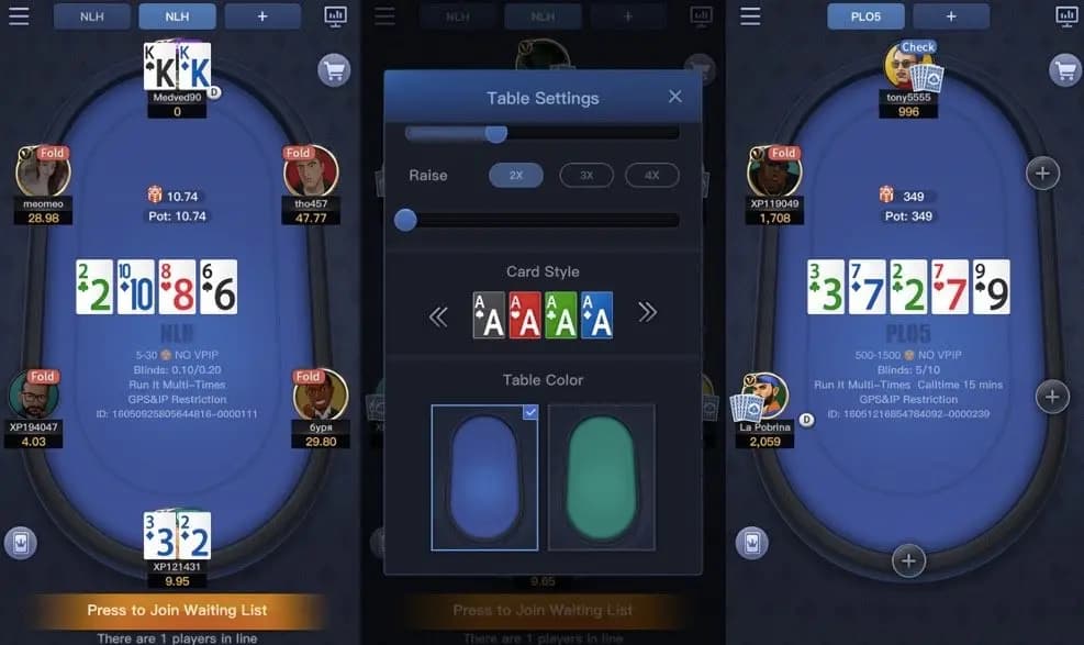 X-Poker tables screenshot