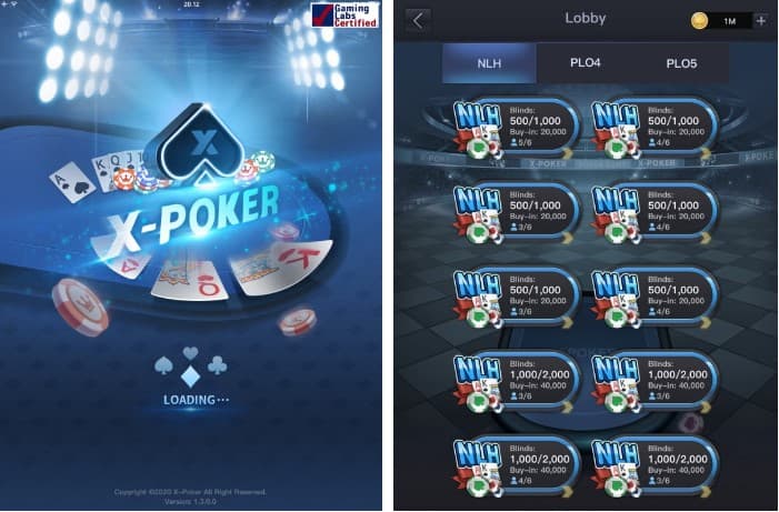 X-Poker game types screenshot